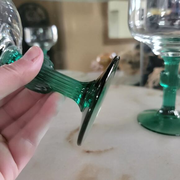 Libbey Cactus Stem Margarita Glasses 12oz Green Stem 6.5” Vintage Southwestern - Picture 5 of 10